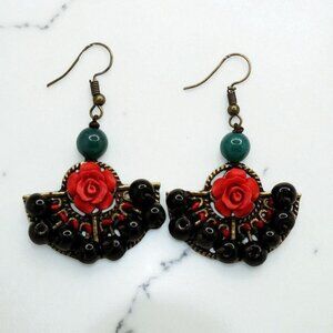 NEW Rose Beaded Gemstone Earrings